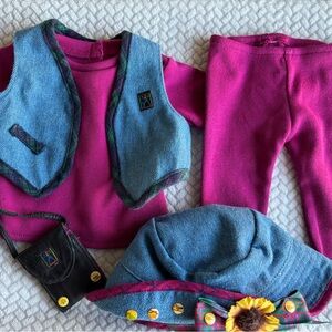 American Girl Doll Outfit with denim vest and bag
